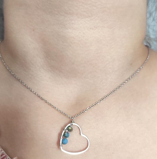 collana, cuore, luce, vetro, acciaio, raffinata, pendente