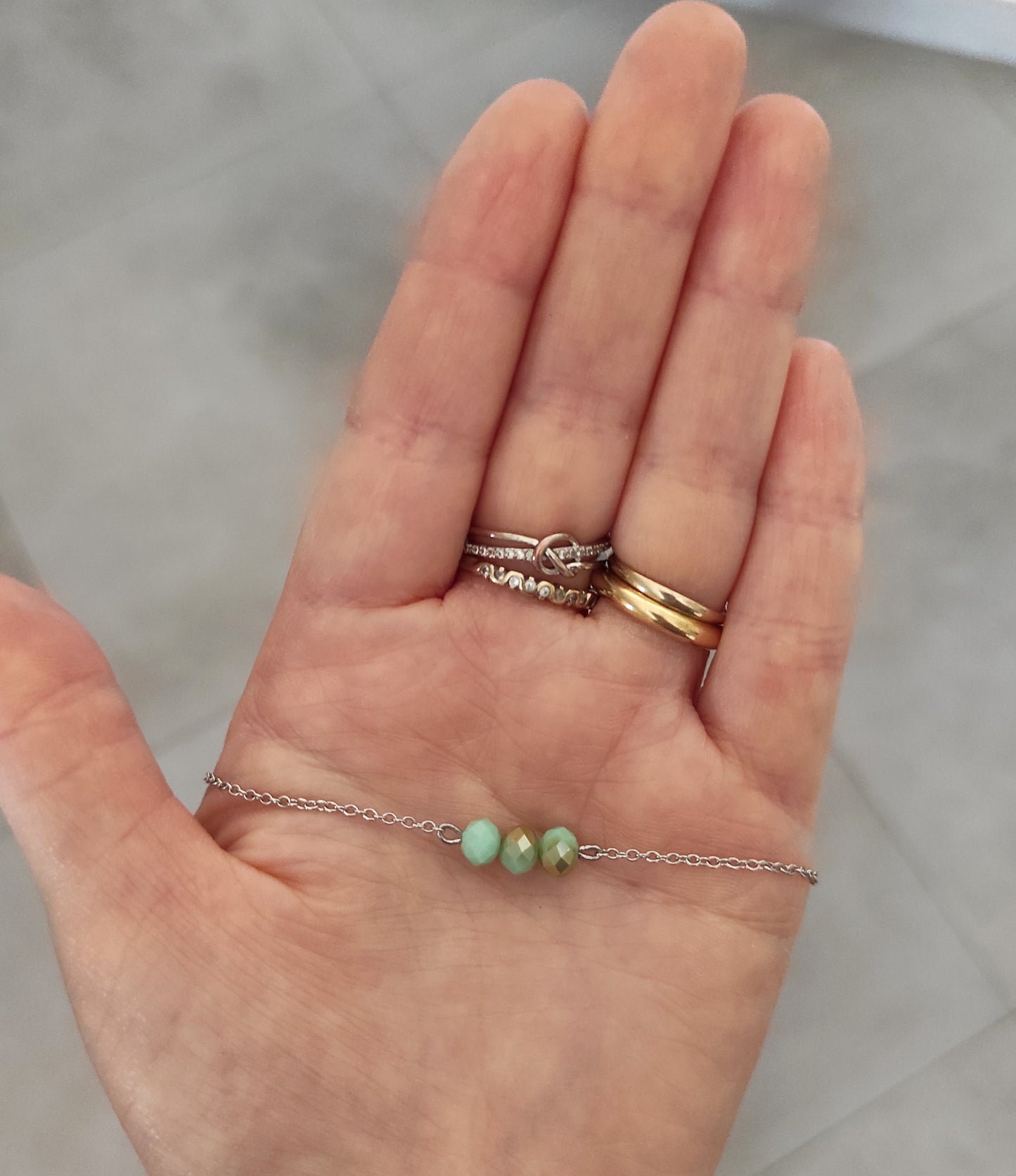 collana, regalo, donna, perline, verde acqua, minimal, chic, vetro, outfit, acciaio