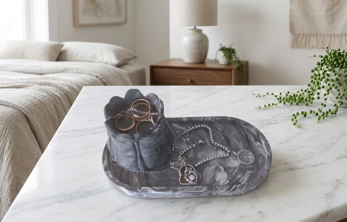svuotatasche, resina, resina ecologica, regalo, donna, festa della mamma, tulipano, fiore, arredamento, casa, home