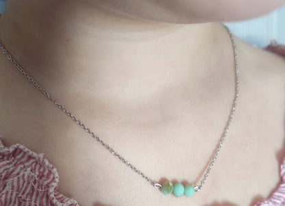 collana, regalo, donna, perline, verde acqua, minimal, chic, vetro, outfit, acciaio