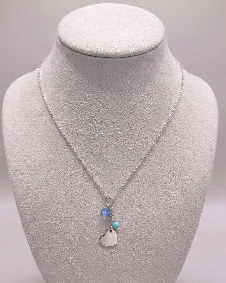 collana, acciaio, vetro, cuore, amore, pendente, luce, regalo