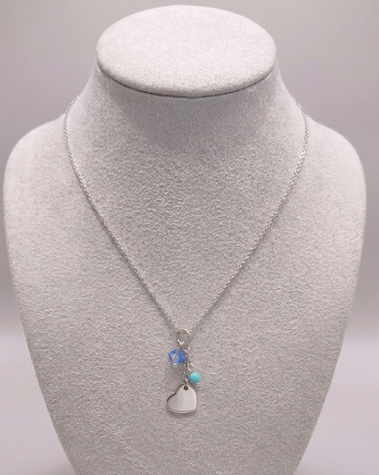 collana, acciaio, vetro, cuore, amore, pendente, luce, regalo