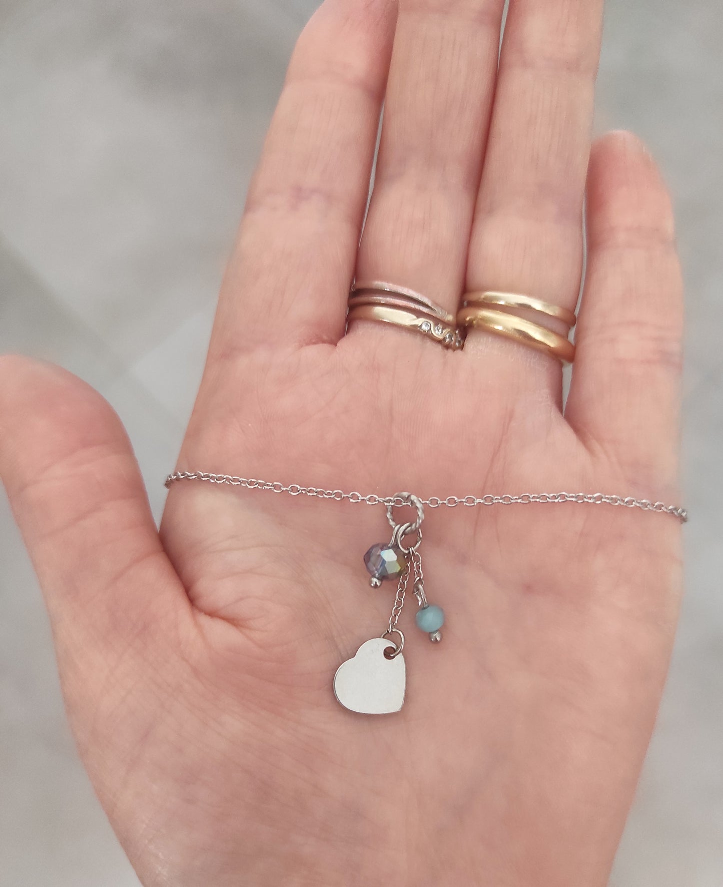 collana, acciaio, vetro, cuore, amore, pendente, luce, regalo