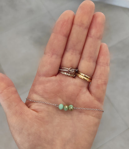 collana, regalo, donna, perline, verde acqua, minimal, chic, vetro, outfit, acciaio