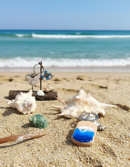 Portachiavi in legno "La grotta azzurra" - Studio Creativo Dolci Pensieri