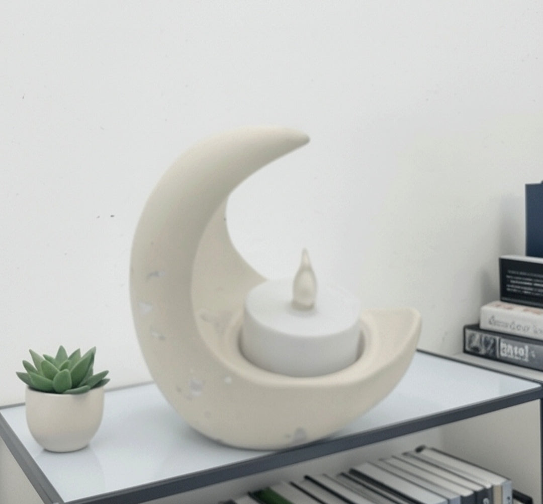 portacandela, luna, resina ecologica, candela led, relax, bianca, azzurrina, verdina, regalo, battessimo, comunione, cresima, matrimonio, regalo, bomboniere, bomboniera