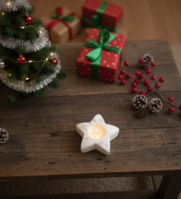 portacandela, resina, resina ecologica, stella, cene, natale, centrotavola, ambiente, arredamento